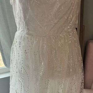 Francesca's Collections White Sequin Lace Dress